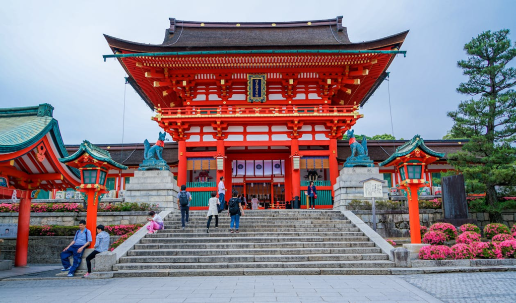 Red and Brown Castle Landscape in Japan